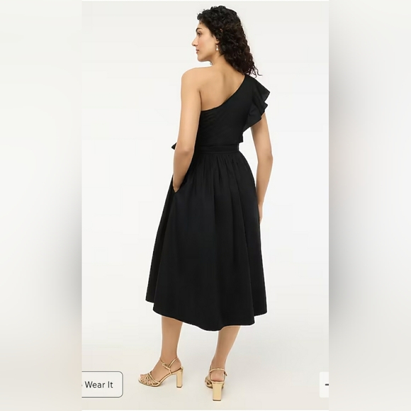 NWT J. Crew Factory One Shoulder Midi Dress Womens Black - Picture 2 of 8